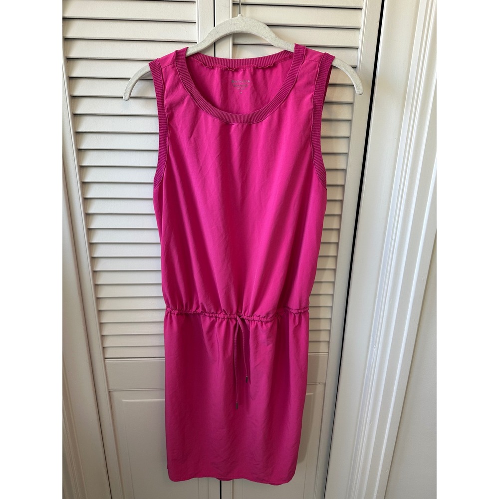 Athleta Womens Magenta Pink Sleeveless Drawstring Waist Travel Sport Dress Sz M